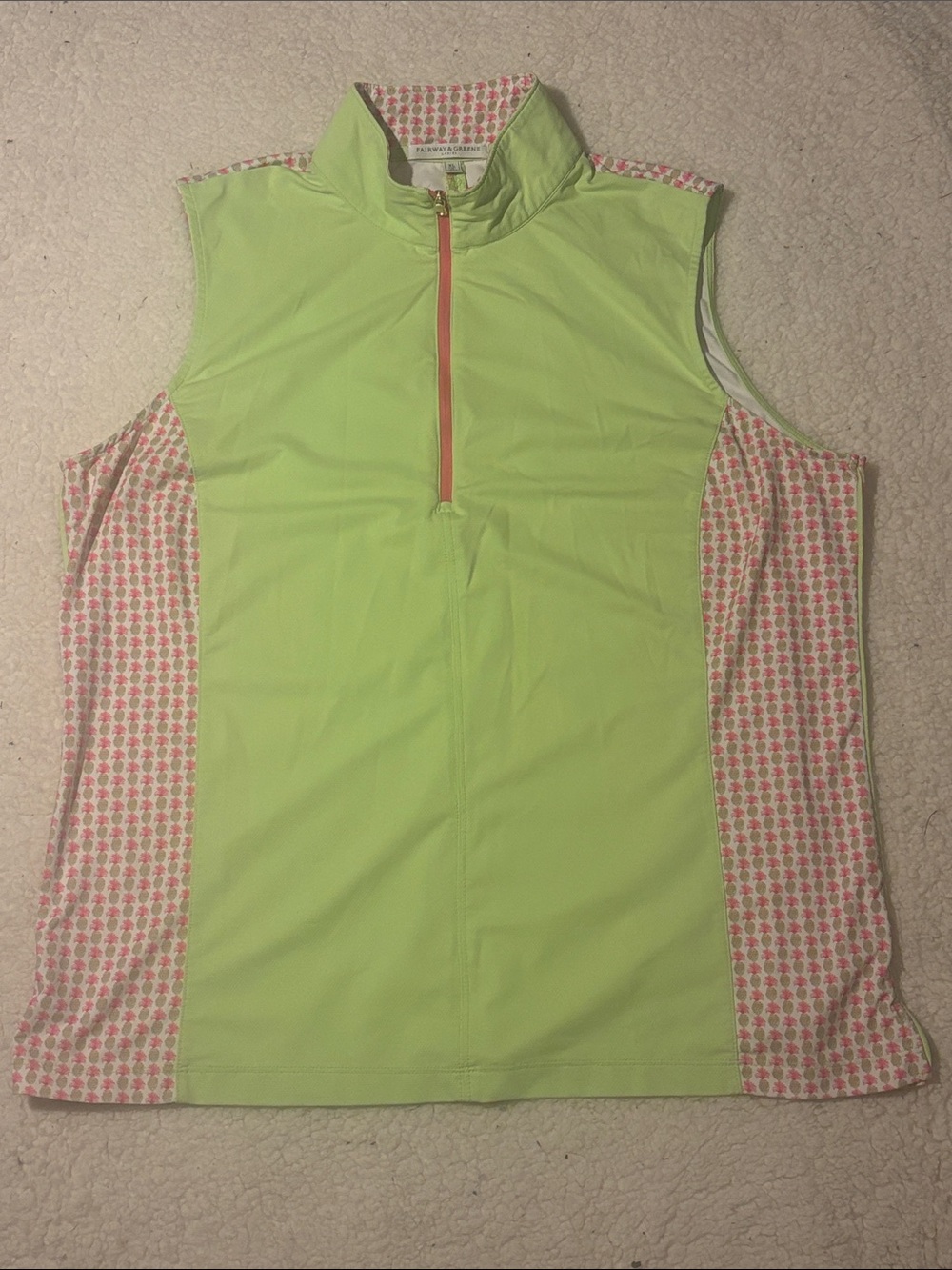 Fairway & Greene Neon Lime Sleeveless Golf Tank with Pink Trim